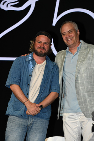 Brady Corbet filmmaker, and Brad Stone American journalist and author attend the Cannes Lions International Festival Of Creativity 2025.