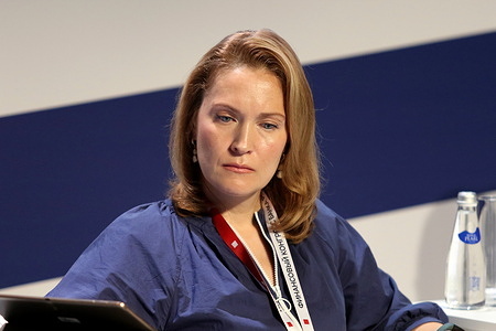 Ekaterina Bogopolskaya, Deputy Head of the Volga-Vyatka Main Directorate of the Central Bank of the Russian Federation seen during the session Inflation what does it consist of? of the Financial Congress of the Bank of Russia at The new stage of the Alexandrinsky Theater.