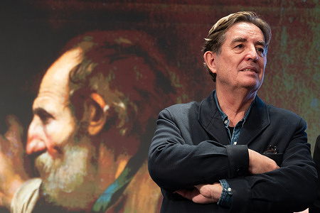 Luis García Montero seen during the Christmas Eve dinner for homeless people at the Cervantes Institute of Mensajeros de la Paz in Madrid.