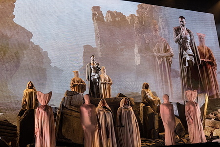 Italian singer-songwriter Marco Mengoni, performs live on stage at Palazzo dello Sport.