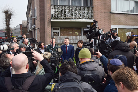 Wes Streeting, Secretary of State for Health and Social Care speaks to the media at the scene in Golders Green following an arson attack on Hatzola volunteer ambulances which is being treated as an anti-Semitic hate crime.