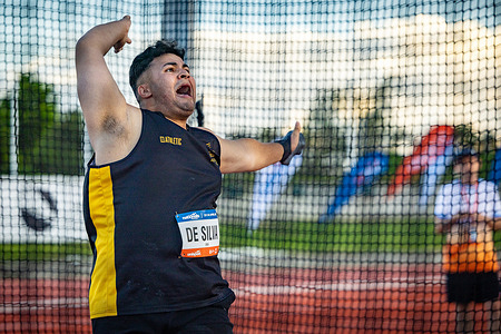 Alex De Silva competes in the Hammer Throw event with a best throw of 51.19m (a season's best) and placed him 5th in the event. Images from the recent Australian UniSports Nationals Athletics Championships on the Gold Coast.