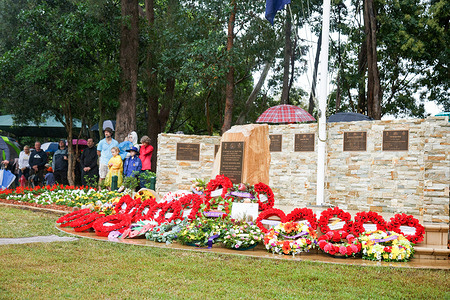 Wreaths are laid during the morning service Holland Park-Mount Gravatt RSL branch organised a local ANZAC Day march and service on the morning of Monday 25 April 2022 to commemorate Australian and New Zealand armed services members. ANZAC (Australia New Zealand Army Corps) Day was first commemorated on 25 April 1916, a year after ANZAC landings at Gallipoli during the First World War.