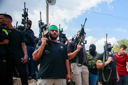 The leader of the Izz al-Din al-Qassam Brigades affiliated with the Islamic Resistance Movement, Hamas, Izz al-Din Awad (C) who was assassinated by the Israeli authorities along with three others this afternoon in the center of the city of Tulkarm in the northern West Bank.