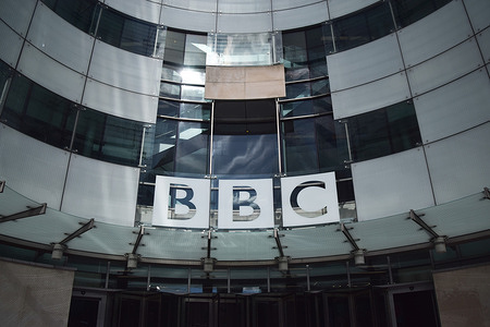 General view of Broadcasting House, the BBC headquarters in Central London, as the broadcaster confirms Matt Brittin as the new Director General. The former Google boss will replace Tim Davie, who resigned following the controversy surrounding the edited Trump speech in BBC's Panorama programme.