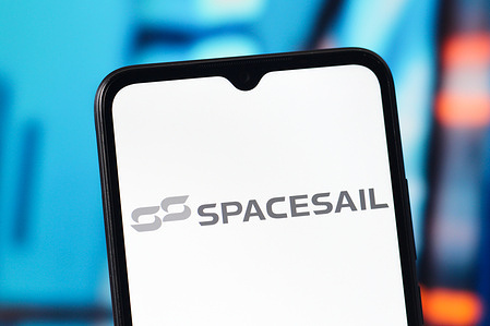In this photo illustration, the SpaceSail (Space Sail) logo is seen displayed on a smartphone screen.