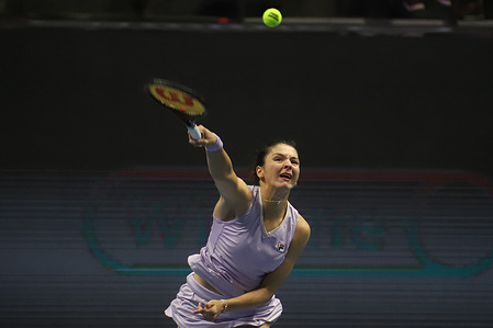 Margarita Gasparyan of Russia in action during the St. Petersburg Ladies Trophy 2021 tennis tournament final match against Daria Kasatkina of Russia at Sibur Arena.
