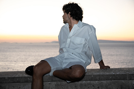 Matteo Santorum poses for photos as he attends the Premio Amarena 2025.
