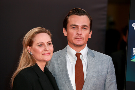 Aimee Mullins and Rupert Friend attend "The French Dispatch" UK Premiere during the 65th BFI London Film Festival at The Royal Festival Hall in London.