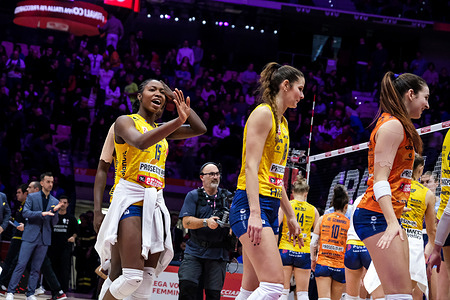 Merit Chinenyenwa Adigwe (Conegliano) seen during the Coppa Italia A1 Frecciarossa 2025-2026 match between Prosecco DOC A. Carraro Imoco Conegliano vs Igor Gorgonzola Novara. First semifinal: Conegliano beat Novara 3–0