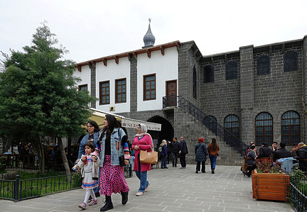 A family is seen leaving the Armenian Surp Giragos Church after the Easter Holiday celebration in Diyarbakir. A very small number of Armenians living in the Turkish city of Diyarbakir, together with Armenians from Estanbul and abroad, celebrated their first Easter Holiday after 8 years at the Surp Giragos Church. The historical Surp Giragos Church, the largest Armenian church in the Middle East and built in 1376, was damaged in 2015 during heavy clashes between the armed Kurdish PKK organization and Turkish security forces in the city center.