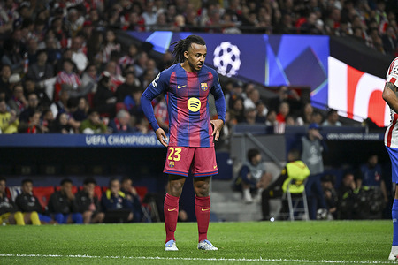 Jules Kounde of Barcelona during the UEFA Champions League Quarter-Final match Atletico de Madrid and FC Barcelona at the Metropolitano stadium. Final score: Atlético de Madrid 1 - 2 FC Barcelona.