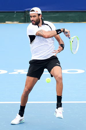 Matteo Berrettini of Italy seen in action against Learner Tien of USA (not in view) on Day 1 of the 2026 Kooyong Classic in Kooyong. Learner Tien 2 - 6, 2 - 6 Matteo Berrettini
