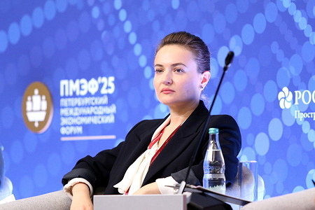 Evgeniya Shapiro, Director General, PSK Pharma during the From Sovereignty to Technological Leadership. New Benchmarks for Russian Pharmaceuticals session of the XXVIII St. Petersburg International Economic Forum at the Expoforum Convention and Exhibition Center in St. Petersburg.