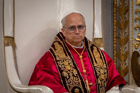 Pope Leo XIV visits Basilica of Saint Paul outside the Walls in Rome.