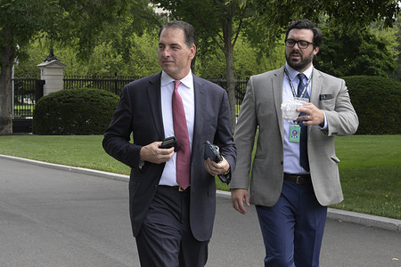 US Department of Treasury Deputy Michael Faulkender walks through west wing after finishing his Fox Tv Interview at Pebble Beach/White House in Washington DC, USA.