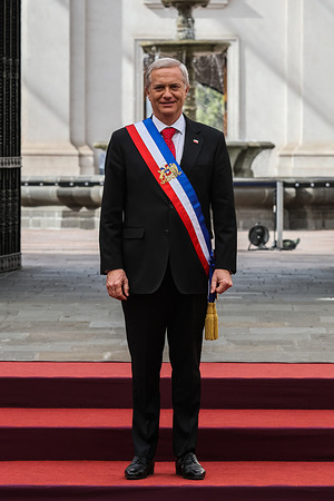 Chilean President Jose Antonio Kast smiles for a photograph at the La Moneda Palace, beginning his term from 2026 to 2030.