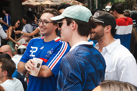 Fans of France national football team find their seat to watch the FIFA World Cup Semifinal match between France and Spain at a watch party in New York City. Final scores; France 0-2 Spain.