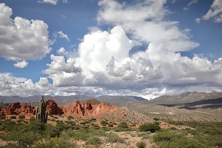 The Quebrada de las Señoritas, a red rock desert in the province of Jujuy in Argentina is pictured.