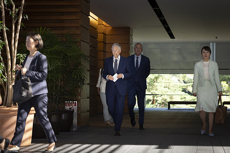Bill Gates, Chairman of the Gates Foundation, arrived at the Prime Minister's Office to meet Japanese Prime Minister Shigeru Ishiba.