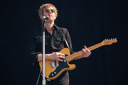 Britt Daniel, co-founder, lead singer and guitarist of the Rock band Spoon performs during the second day of the 2023 Mad Cool Festival in Villaverde, Madrid.