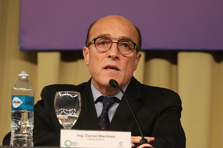 Engineer Daniel Martinez candidate for "Frente Amplio Party" seen during the dialogue with the candidates at the Expo Prado 2019.
The presidential candidates have gathered in the "114th International Exhibition of Livestock and Commercial Industrial Agro " in Montevideo for a dialogue with the livestock entrepreneurs and answer questions about their government program.