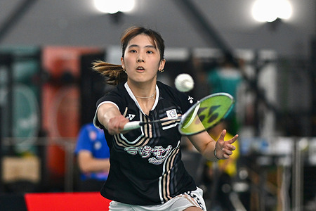 Tung Ciou-Tong of Chinese Taipei seen in action during the Women's Single Round of 16 match against Niina Matsuta of Japan (not in view) during the Roketto Sydney International held at Roketto Badminton Centre. Niina Matsuta (Japan) Won 12-15, 15-12, 15-10
