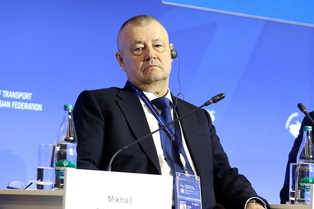 Mikhail Goncharov, Secretary General, International Coordinating Council on Trans-Eurasian Transportation (CCTT) seen during The New Geography of Global Trade: Uniting Continents session of the International Transport and Logistics Forum at Expoforum 2026.