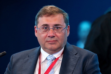 Sergey Shvetsov, Chairman of the Supervisory Board, Moscow Exchange Supervisory Board seen during The Stock Market on the Path to Growth: IPOs of State-Run Companies and Attracting Foreign Investors session of the XXVIII St. Petersburg International Economic Forum at the Expoforum Convention and Exhibition Center.