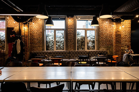 Sandbags covering the windows at a restaurant following Russia's invasion in Lviv. Russia invaded Ukraine on 24 February 2022, triggering the largest military attack in Europe since World War II.