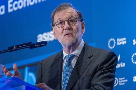 Mariano Rajoy Brey, former Prime Minister of Spain from 2011 to 2018, attends an information breakfast at the Four Seasons Hotel in Madrid.