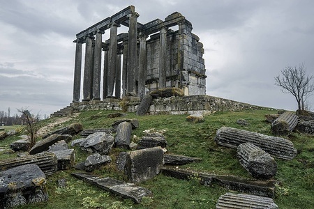 View of the Temple of Zeus in the Ancient City of Aizanoi, located in the Çavdarhisar district of Kütahya. The Aizanoi Temple of Zeus, considered the most well-preserved temple in Anatolia, has been included on the UNESCO World Heritage Tentative List.