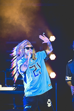 Italian rapper Clemente Maccaro better known as Clementino performs live at PalaPartenope during his Tour 2025 in Napoli.