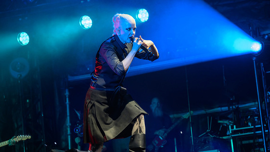 Shirley Manson seen performing live on stage at Edinburgh Castle.