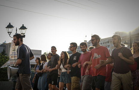 Students and teachers stage a protest against education reforms. 
Teachers and Students march towards Hellenic Parliament as they demand better education in schools and universities.
