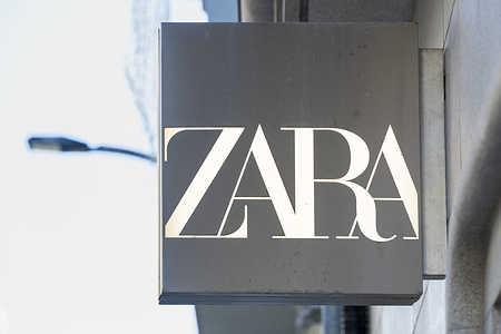 The Spanish multinational clothing design retail company by Inditex, Zara, logo seen in Spain.