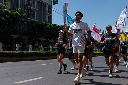 Puripol Boonson, a Thai Sprinter, takes part in the 33rd Sea Games Torch Relay in Bangkok. The 33rd SEA Games 2025 will be held in Thailand around 9-20 December 2025 in 10 host cities including Bangkok, Chonburi, Chiang Mai and Songkhla.