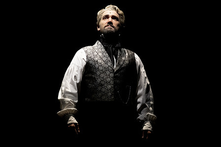 Adrián Salzedo seen during the press preview of Los Miserables, el Musical at Teatro Apolo Madrid. The musical “Los Miserables, el Musical ” was presented during a press preview and photo opportunity where selected scenes and musical numbers were performed for the media featuring the actors from the production.