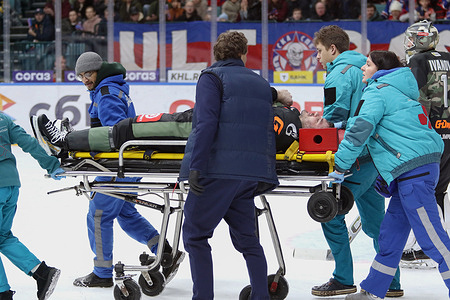Pavel Koledov (2) of SKA Hockey Club seen during the Hockey match, Kontinental Hockey League 2025/2026 between SKA Saint Petersburg and CSKA Moscow at the Ice Sports Palace. (Final score; SKA Saint Petersburg 3:0 CSKA Moscow).