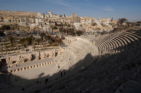 View of the Roman Amphitheatre in Downtown Amman.