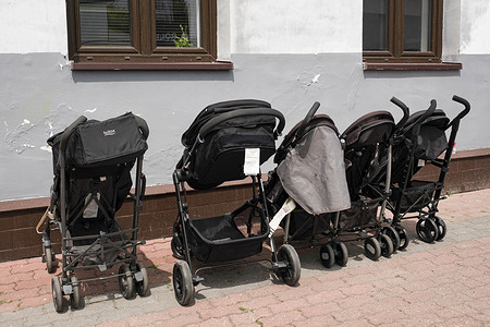 A view of donated strollers for refugees inside a building serving as a shelter. As the Ukraine-Russia war enters its fourth year, refugee numbers have declined compared to the early stages, reducing demand for shelters near the Poland-Ukraine border. Hope Shelter in Przemyśl, founded in 2022, is one of the few remaining short-term refuges. Run by 10–15 unpaid volunteers, it supports up to 50 refugees each week despite limited resources. With funding and aid sharply reduced and new grants hard to secure, the shelter may be forced to close by September—even as the war continues.