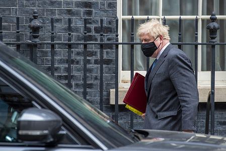British Prime Minister, Boris Johnson leaves 10 Downing Street for his weekly Prime Minister's Questions (PMQs) appearance in the House of Commons.