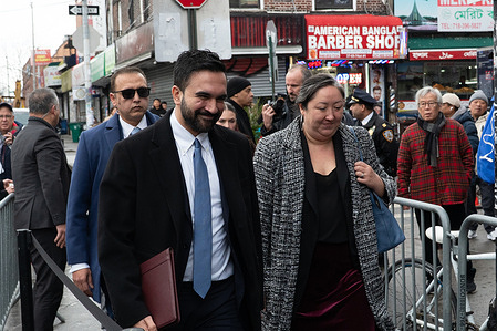 New York City Mayor Zohran Mamdani arrives with Christine Clarke at the press conference to announce her as Chair of the Commission on Human Rights in Queens on Wednesday, January 7, 2026. Clarke currently serves as Chief of Litigation and Advocacy for Legal Services NYC.