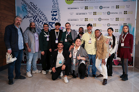 Members of the Darsharmisio for Performing Arts group from Saudi Arabia are seen during the event. The Darsharmisio for Performing Arts group from Saudi Arabia is participating in the 11th Amed International Theater Festival, organized by the Metropolitan Municipality and the Amed City Theater in the city of Diyarbakir in Turkey. The group will perform the play titled “The Secret of the Sculpture.”