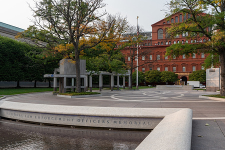 The National Law Enforcement Officers Memorial is seen in front of the National Building Museum, Friday, September 5, 2025, in Washington