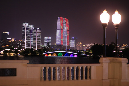 View of the Gate to the East from a bridge in Suzhou