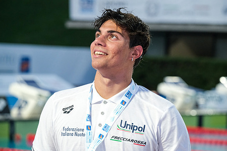 Luca De Tullio of Italy seen during Podium of Men's 800m Freestyle during the second day at the swimming internationals of the 61th Settecolli Trophy.