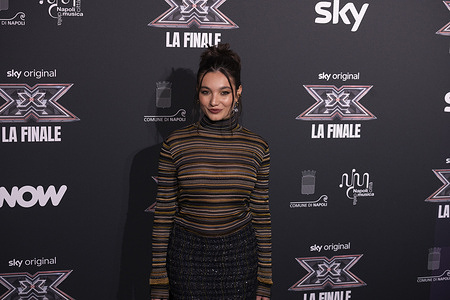 Masia Sole Pollio attends the "X Factor 2025" photocall at Palazzo San Giacomo in Napoli for the the last episode of the show.