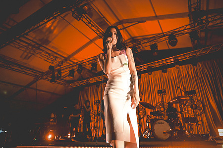 Italian singer Claudia Lagona better known by her stage name Levante, performs live at Casa della Musica during her tour Levante dell'Amore live 2026.