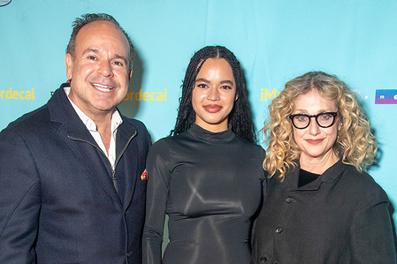 (L-R) Marvin Samel, Azia Dinea Hale and Carol Kane attend the "iMordecai" New York Screening at JCC Manhattan in New York City.